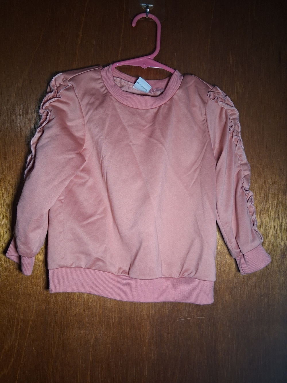 Girls' Dusty Pink Ruffle-Trim Sweatshirt